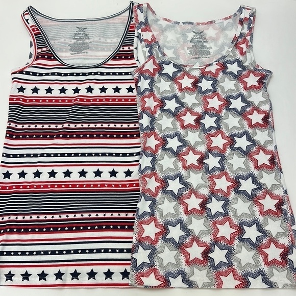 Faded Glory Must Have Tank Top Stars Stripes July 4th Medium (8-10) Bundle of 2 - Picture 8 of 8